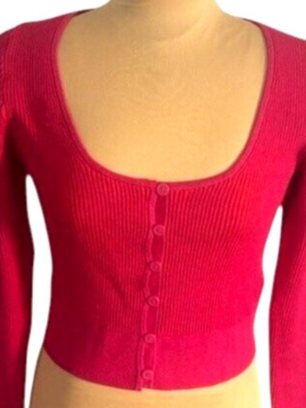 J. Crew Ribbed Crop Cardigan Pink Scoop Neck Button Front NWT Small